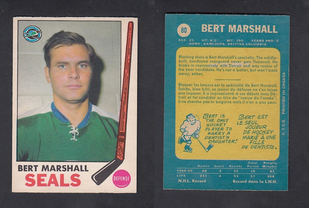 1969-70 O-PEE-CHEE HOCKEY CARD #80 B. MARSHALL photo