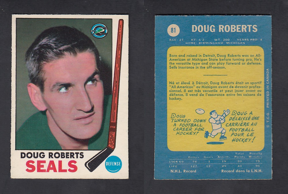 1969-70 O-PEE-CHEE HOCKEY CARD #81 D. ROBERTS photo 1969-70 O-PEE-CHEE HOCKEY CARD #81 D. ROBERTS photo
