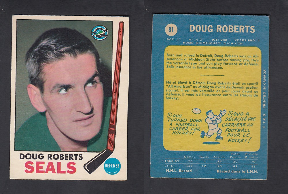 1969-70 O-PEE-CHEE HOCKEY CARD #81 D. ROBERTS photo 1969-70 O-PEE-CHEE HOCKEY CARD #81 D. ROBERTS photo