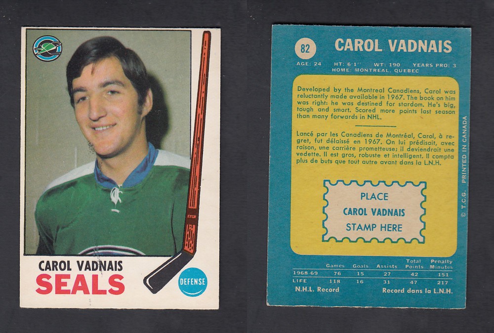 1969-70 O-PEE-CHEE HOCKEY CARD #82 C. VADNAIS photo 1969-70 O-PEE-CHEE HOCKEY CARD #82 C. VADNAIS photo