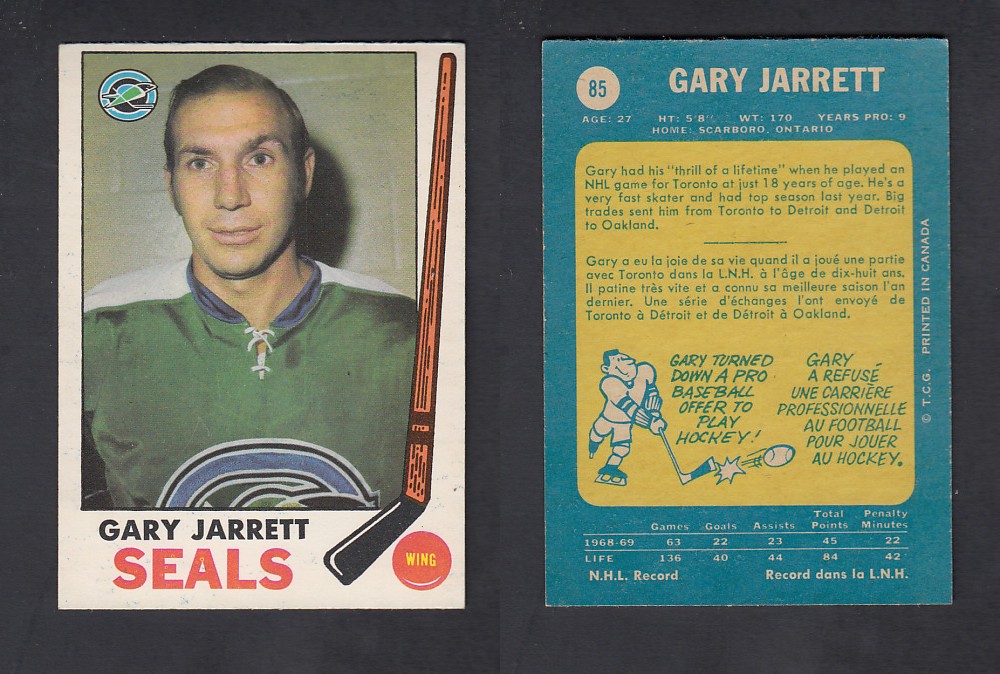 1969-70 O-PEE-CHEE HOCKEY CARD #85 G. JARRETT photo