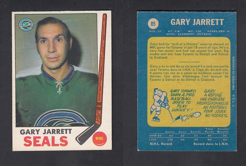 1969-70 O-PEE-CHEE HOCKEY CARD #85 G. JARRETT photo 1969-70 O-PEE-CHEE HOCKEY CARD #85 G. JARRETT photo