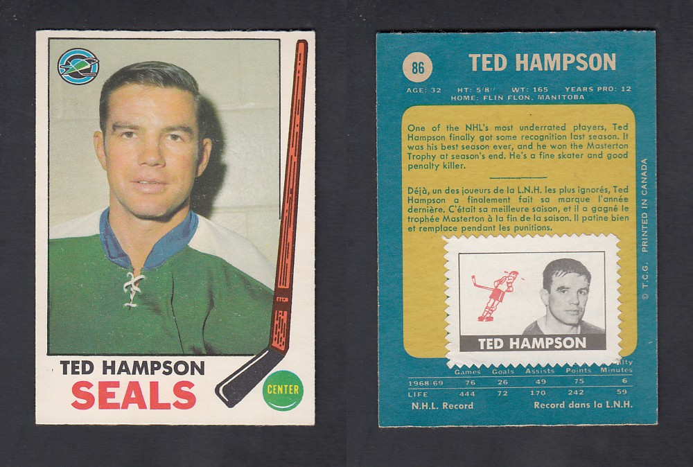 1969-70 O-PEE-CHEE HOCKEY CARD #86 T. HAMPSON photo
