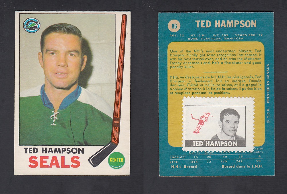 1969-70 O-PEE-CHEE HOCKEY CARD #86 T. HAMPSON photo 1969-70 O-PEE-CHEE HOCKEY CARD #86 T. HAMPSON photo