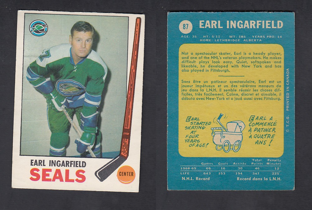 1969-70 O-PEE-CHEE HOCKEY CARD #87 E. INGARFIELD photo