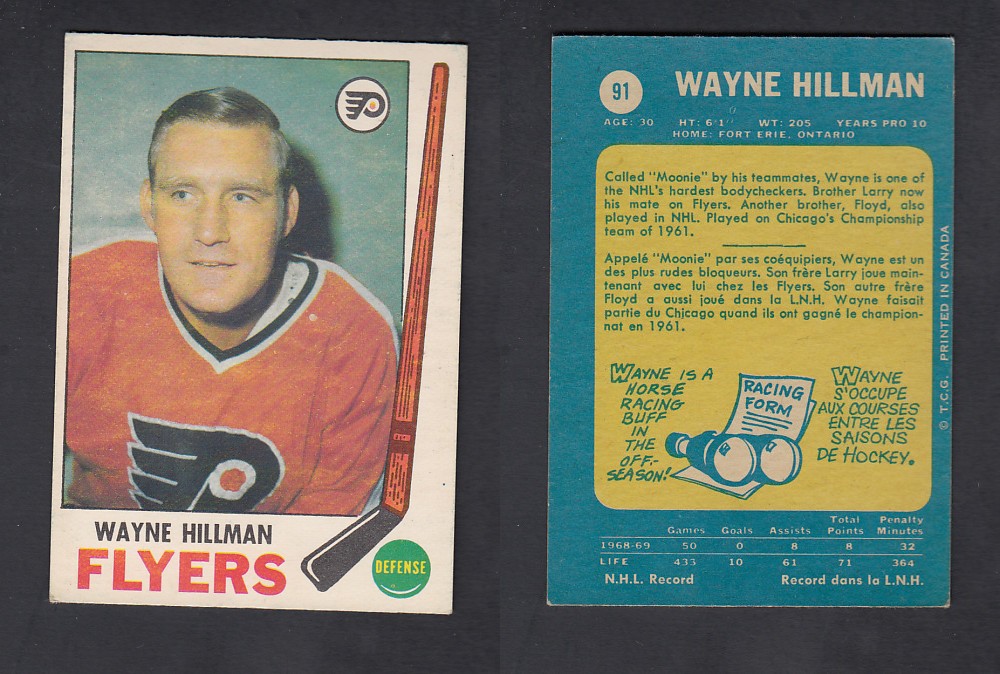 1969-70 O-PEE-CHEE HOCKEY CARD #91 W. HILLMAN photo 1969-70 O-PEE-CHEE HOCKEY CARD #91 W. HILLMAN photo