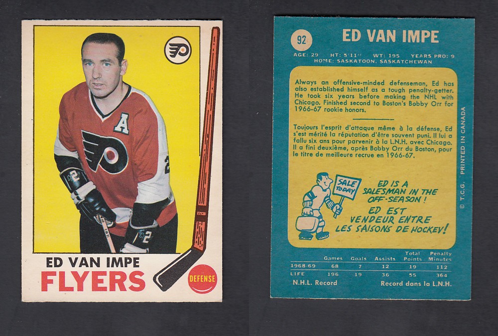 1969-70 O-PEE-CHEE HOCKEY CARD #92 E. VAN IMPE photo 1969-70 O-PEE-CHEE HOCKEY CARD #92 E. VAN IMPE photo