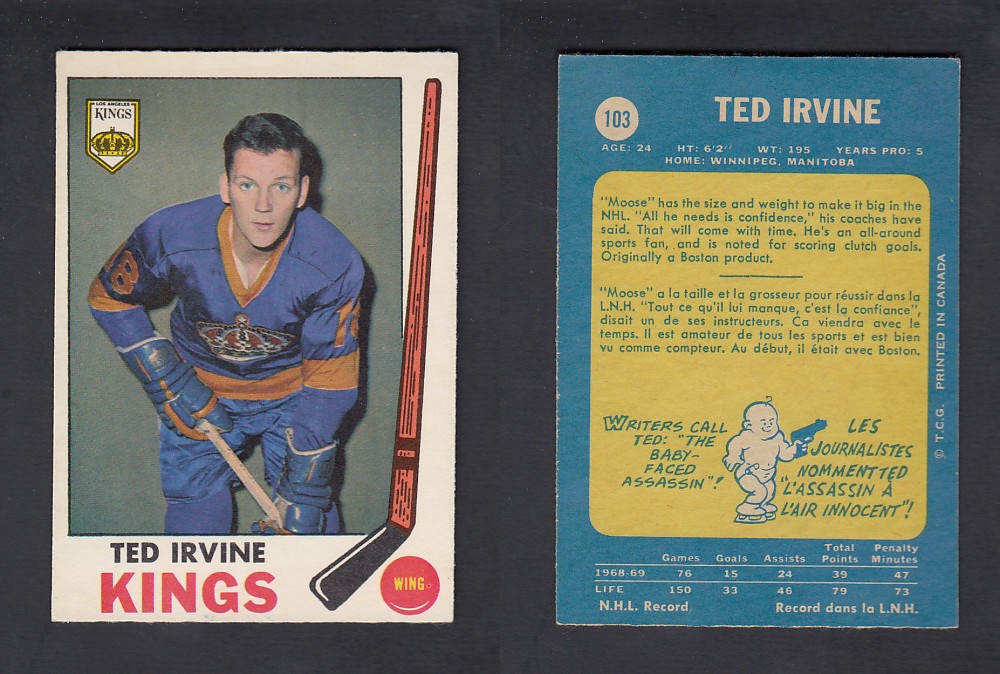 1969-70 O-PEE-CHEE HOCKEY CARD #103 T. IRVINE photo 1969-70 O-PEE-CHEE HOCKEY CARD #103 T. IRVINE photo