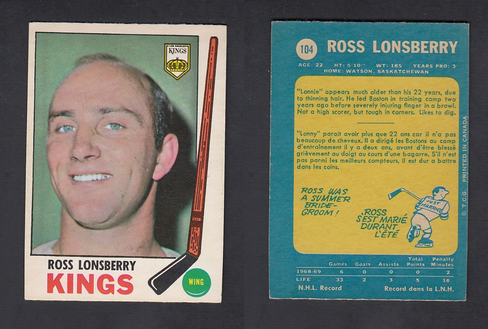 1969-70 O-PEE-CHEE HOCKEY CARD #104 R. LONSBERRY photo 1969-70 O-PEE-CHEE HOCKEY CARD #104 R. LONSBERRY photo