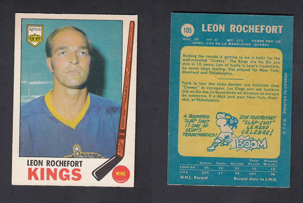 1969-70 O-PEE-CHEE HOCKEY CARD #105 L. ROCHEFORT photo 1969-70 O-PEE-CHEE HOCKEY CARD #105 L. ROCHEFORT photo