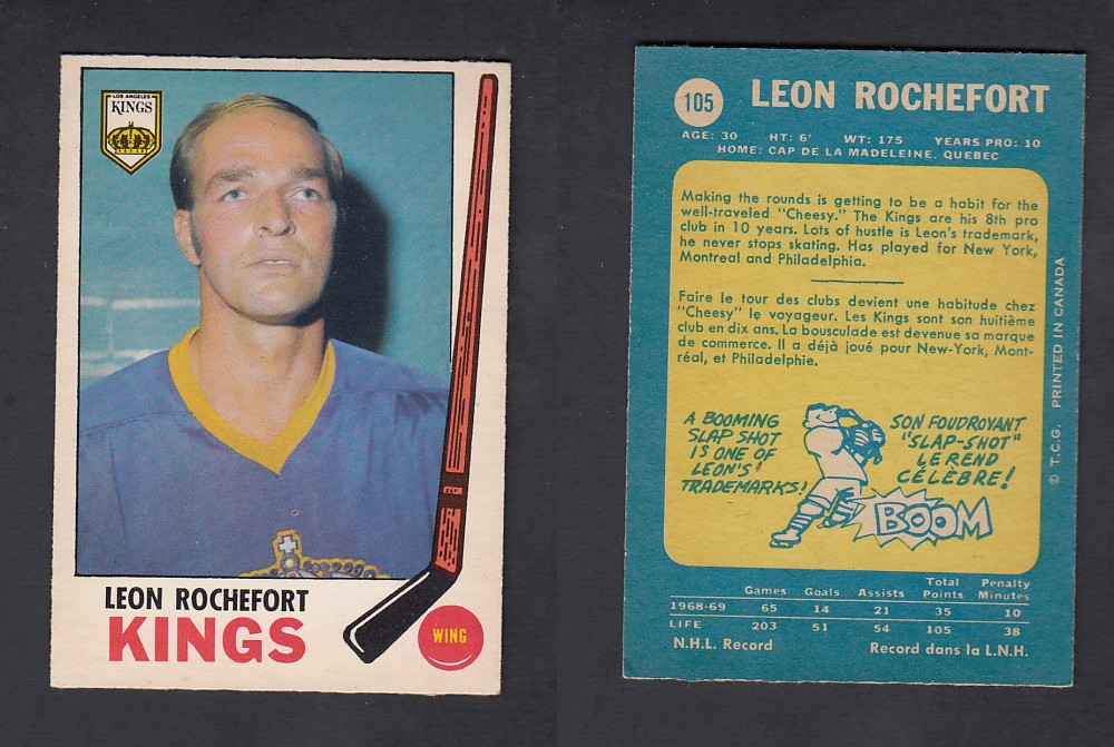 1969-70 O-PEE-CHEE HOCKEY CARD #105 L. ROCHEFORT photo 1969-70 O-PEE-CHEE HOCKEY CARD #105 L. ROCHEFORT photo