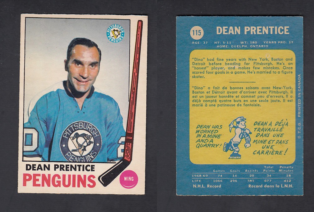 1969-70 O-PEE-CHEE HOCKEY CARD #115 D. PRENTICE photo 1969-70 O-PEE-CHEE HOCKEY CARD #115 D. PRENTICE photo