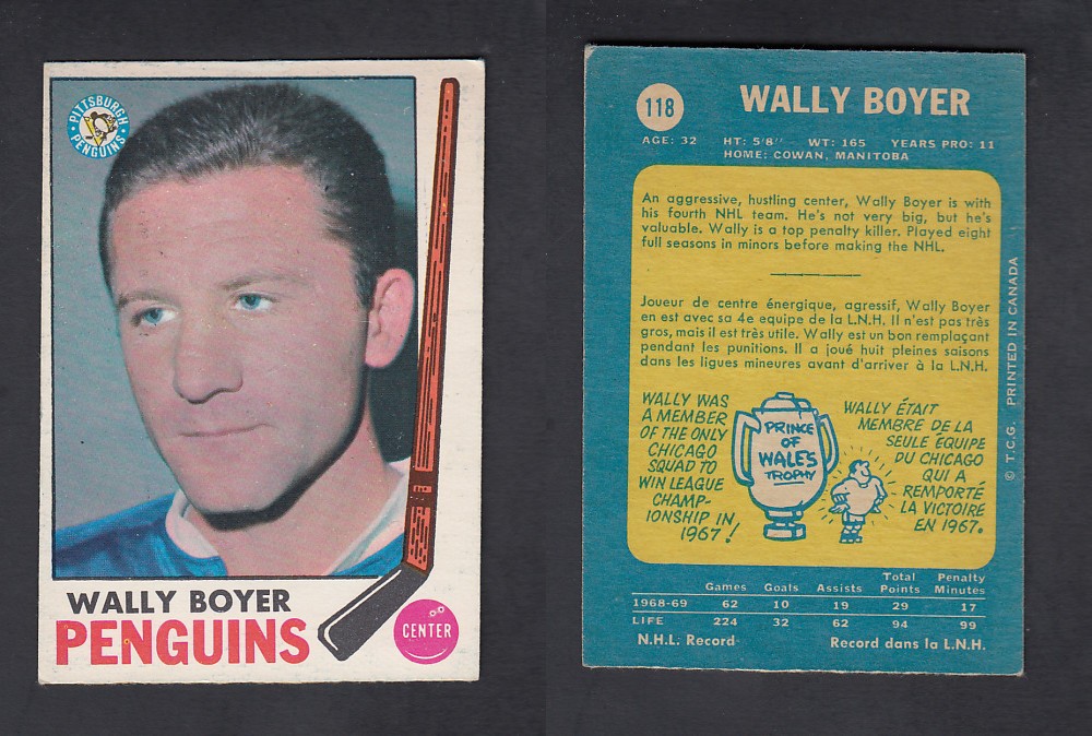 1969-70 O-PEE-CHEE HOCKEY CARD #118 W. BOYER photo 1969-70 O-PEE-CHEE HOCKEY CARD #118 W. BOYER photo