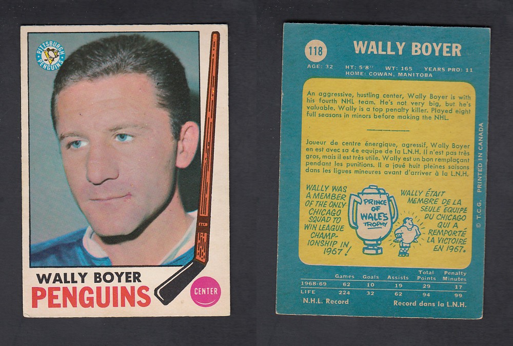 1969-70 O-PEE-CHEE HOCKEY CARD #118 W. BOYER photo 1969-70 O-PEE-CHEE HOCKEY CARD #118 W. BOYER photo
