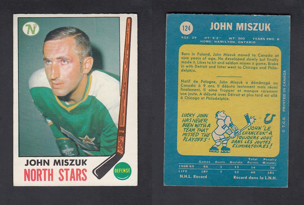 1969-70 O-PEE-CHEE HOCKEY CARD #124 J. MISZUK photo 1969-70 O-PEE-CHEE HOCKEY CARD #124 J. MISZUK photo