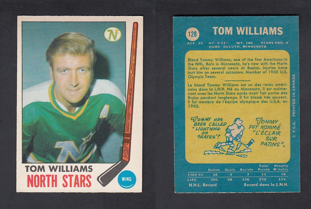 1969-70 O-PEE-CHEE HOCKEY CARD #128 T. WILLIAMS photo 1969-70 O-PEE-CHEE HOCKEY CARD #128 T. WILLIAMS photo