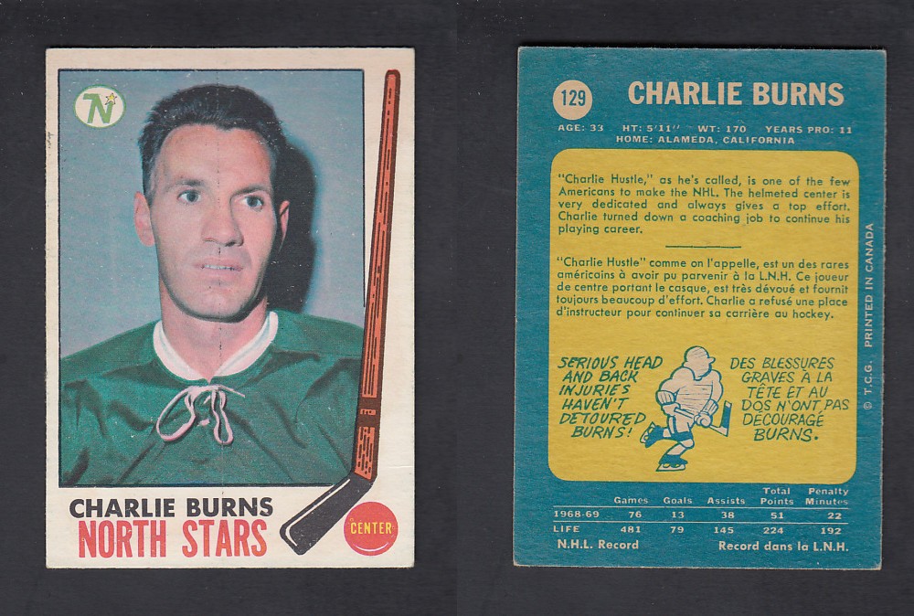 1969-70 O-PEE-CHEE HOCKEY CARD #129 C. BURNS photo 1969-70 O-PEE-CHEE HOCKEY CARD #129 C. BURNS photo