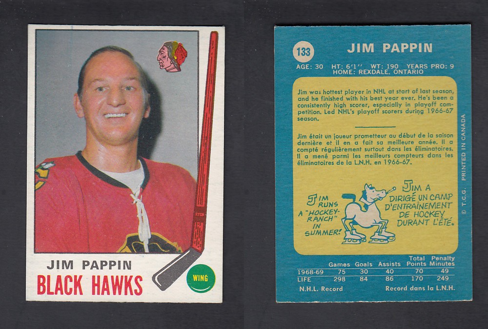1969-70 O-PEE-CHEE HOCKEY CARD #133 J. PAPPIN photo