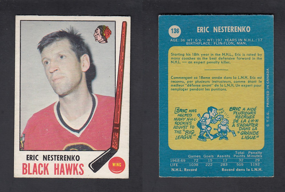 1969-70 O-PEE-CHEE HOCKEY CARD #136 E. NESTERENKO photo 1969-70 O-PEE-CHEE HOCKEY CARD #136 E. NESTERENKO photo
