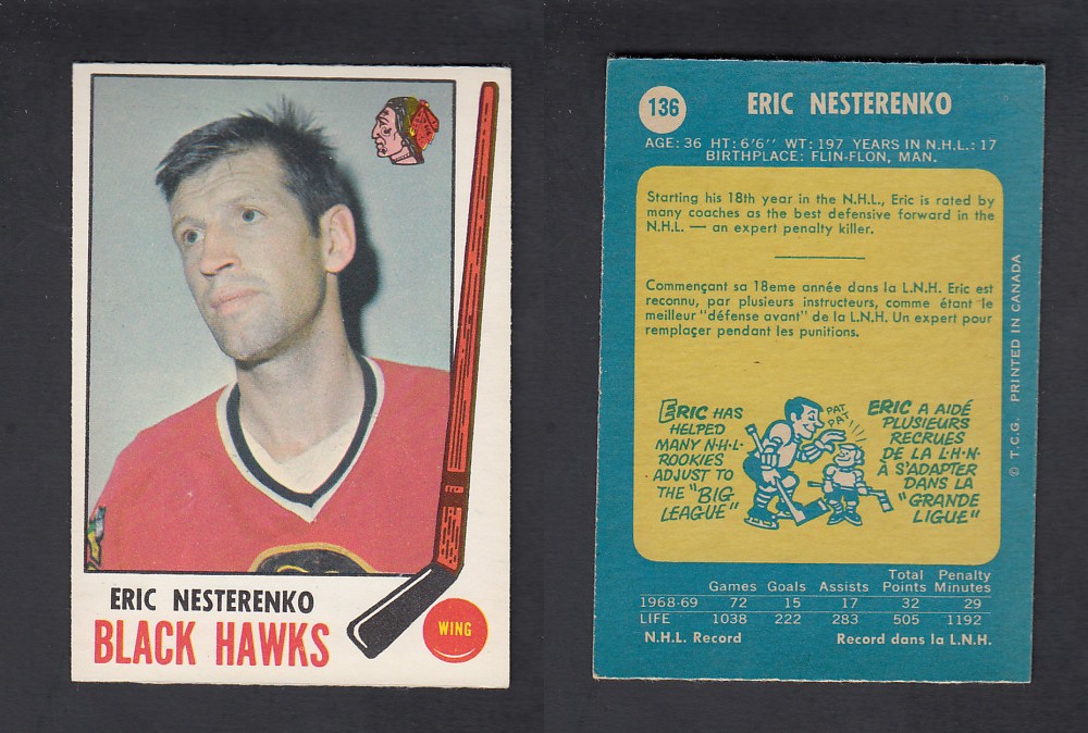 1969-70 O-PEE-CHEE HOCKEY CARD #136 E. NESTERENKO photo 1969-70 O-PEE-CHEE HOCKEY CARD #136 E. NESTERENKO photo