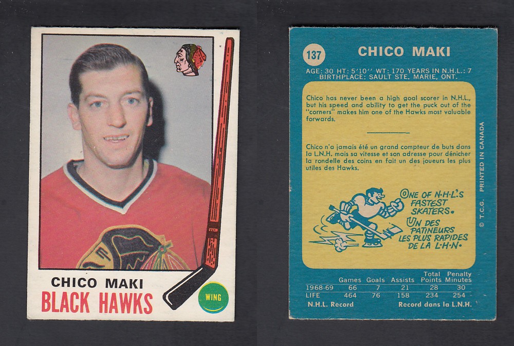 1969-70 O-PEE-CHEE HOCKEY CARD #137 C. MAKI photo 1969-70 O-PEE-CHEE HOCKEY CARD #137 C. MAKI photo