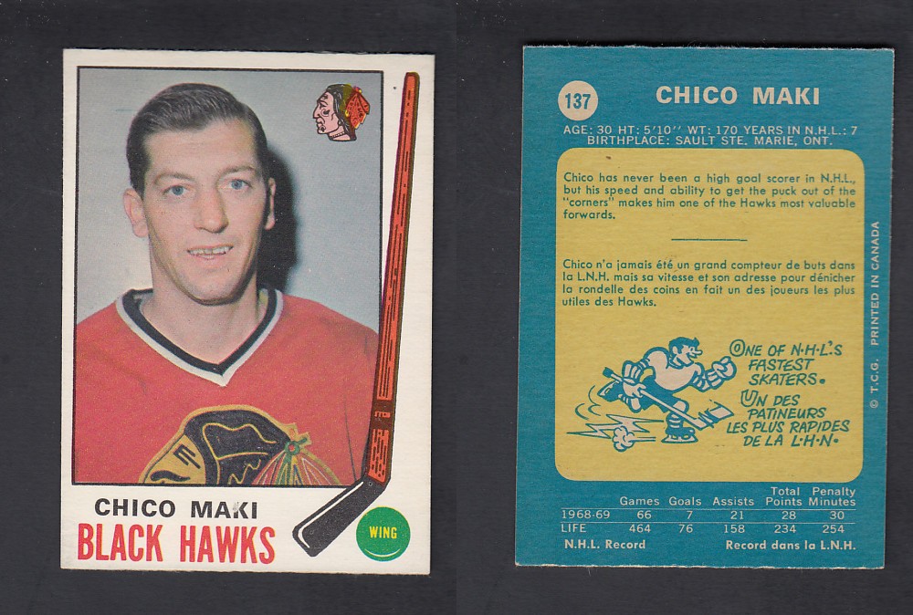 1969-70 O-PEE-CHEE HOCKEY CARD #137 C. MAKI photo 1969-70 O-PEE-CHEE HOCKEY CARD #137 C. MAKI photo