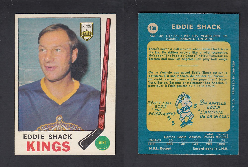 1969-70 O-PEE-CHEE HOCKEY CARD #139 E. SHACK photo 1969-70 O-PEE-CHEE HOCKEY CARD #139 E. SHACK photo