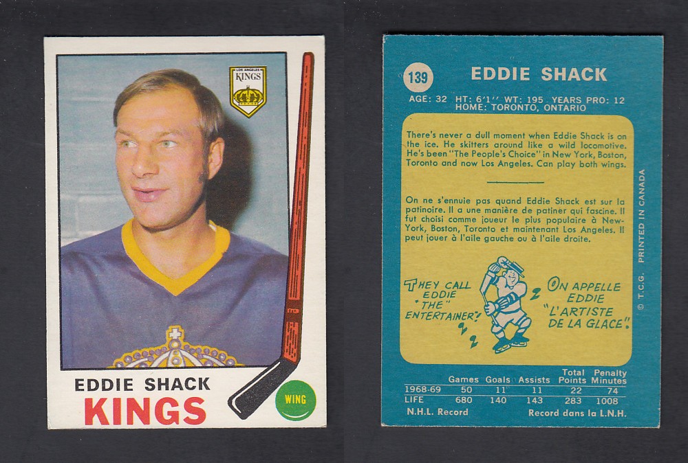 1969-70 O-PEE-CHEE HOCKEY CARD #139 E. SHACK photo 1969-70 O-PEE-CHEE HOCKEY CARD #139 E. SHACK photo