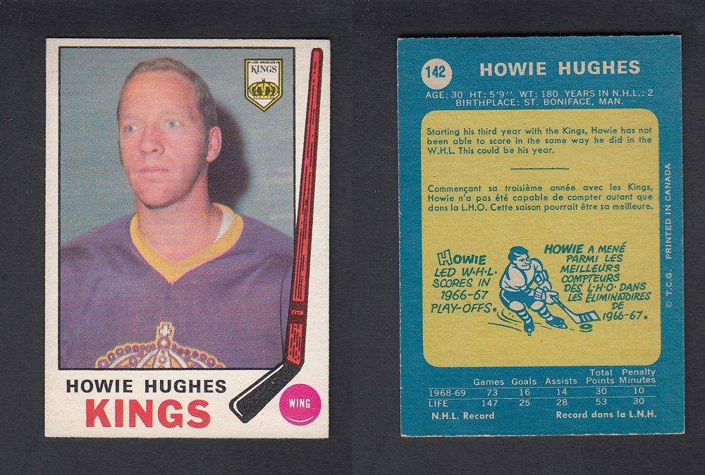 1969-70 O-PEE-CHEE HOCKEY CARD #142 H. HUGHES photo 1969-70 O-PEE-CHEE HOCKEY CARD #142 H. HUGHES photo