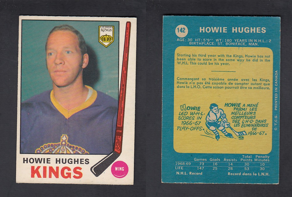 1969-70 O-PEE-CHEE HOCKEY CARD #142 H. HUGHES photo 1969-70 O-PEE-CHEE HOCKEY CARD #142 H. HUGHES photo