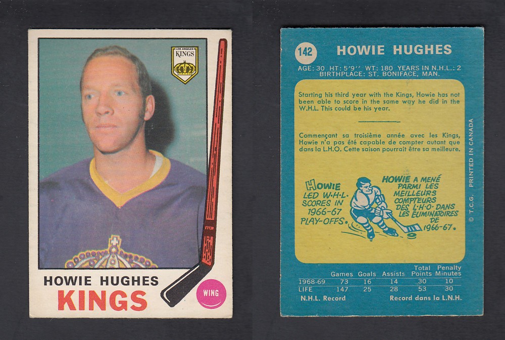 1969-70 O-PEE-CHEE HOCKEY CARD #142 H. HUGHES photo 1969-70 O-PEE-CHEE HOCKEY CARD #142 H. HUGHES photo