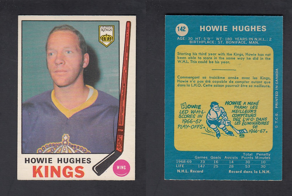 1969-70 O-PEE-CHEE HOCKEY CARD #142 H. HUGHES photo 1969-70 O-PEE-CHEE HOCKEY CARD #142 H. HUGHES photo