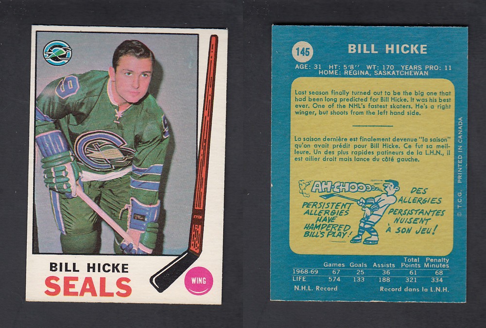 1969-70 O-PEE-CHEE HOCKEY CARD #145 B. HICKE photo 1969-70 O-PEE-CHEE HOCKEY CARD #145 B. HICKE photo