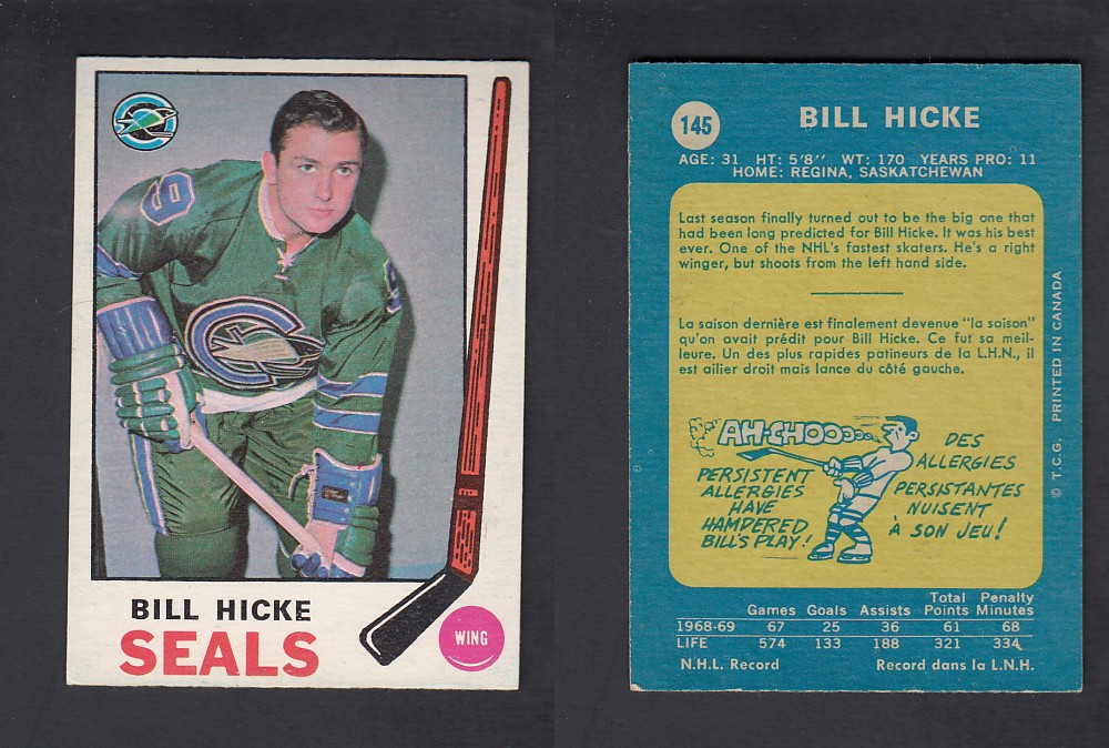 1969-70 O-PEE-CHEE HOCKEY CARD #145 B. HICKE photo 1969-70 O-PEE-CHEE HOCKEY CARD #145 B. HICKE photo