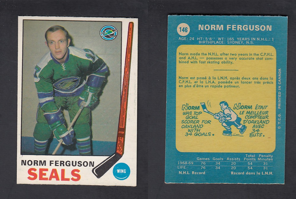 1969-70 O-PEE-CHEE HOCKEY CARD #146 N. FERGUSON photo 1969-70 O-PEE-CHEE HOCKEY CARD #146 N. FERGUSON photo