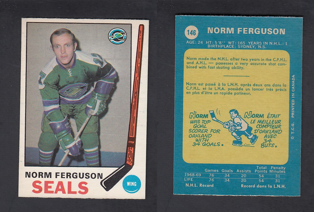 1969-70 O-PEE-CHEE HOCKEY CARD #146 N. FERGUSON photo 1969-70 O-PEE-CHEE HOCKEY CARD #146 N. FERGUSON photo