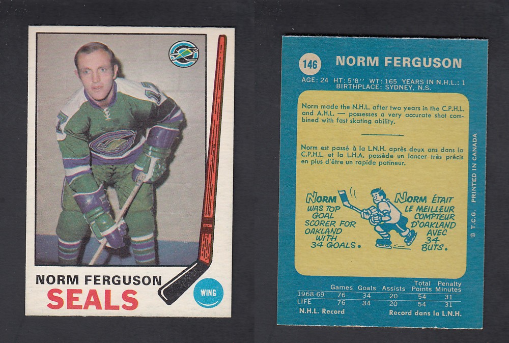 1969-70 O-PEE-CHEE HOCKEY CARD #146 N. FERGUSON photo 1969-70 O-PEE-CHEE HOCKEY CARD #146 N. FERGUSON photo