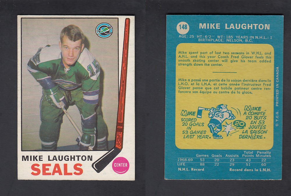 1969-70 O-PEE-CHEE HOCKEY CARD #148 M. LAUGHTON photo 1969-70 O-PEE-CHEE HOCKEY CARD #148 M. LAUGHTON photo