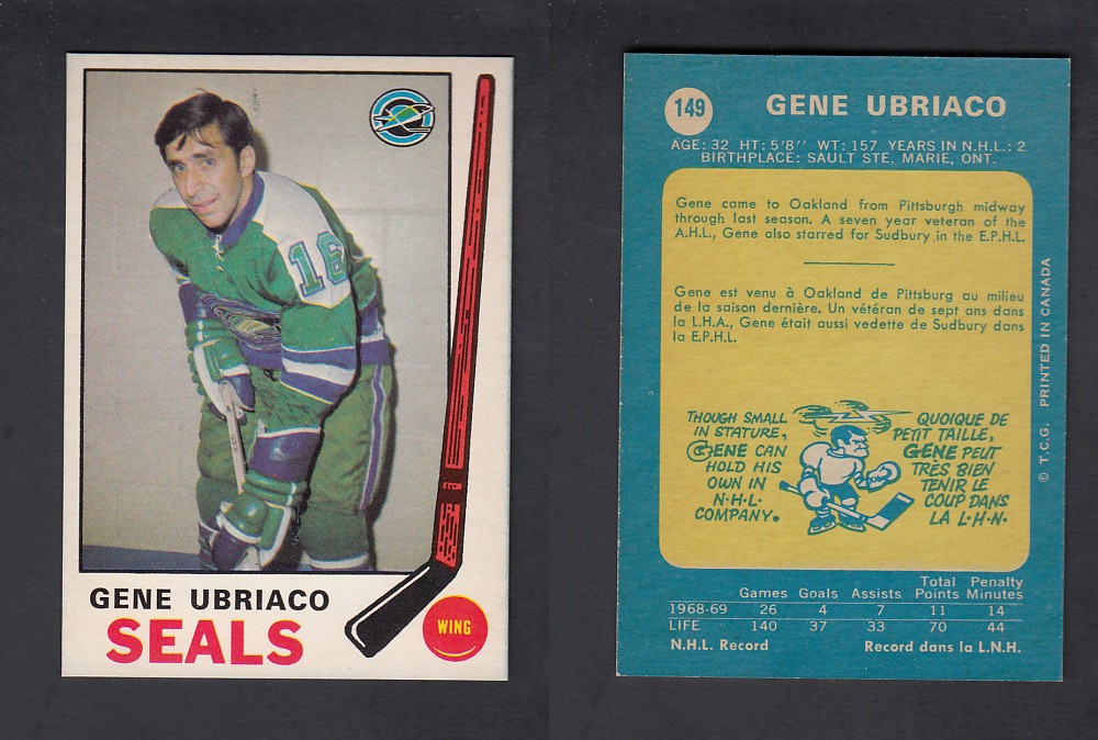 1969-70 O-PEE-CHEE HOCKEY CARD #149 G. UBRIACO photo 1969-70 O-PEE-CHEE HOCKEY CARD #149 G. UBRIACO photo