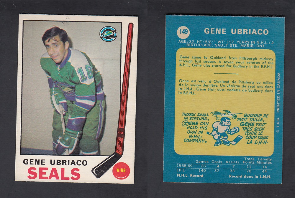 1969-70 O-PEE-CHEE HOCKEY CARD #149 G. UBRIACO photo 1969-70 O-PEE-CHEE HOCKEY CARD #149 G. UBRIACO photo