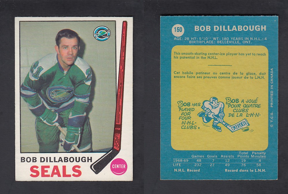 1969-70 O-PEE-CHEE HOCKEY CARD #150 B. DILLABOUGH photo 1969-70 O-PEE-CHEE HOCKEY CARD #150 B. DILLABOUGH photo