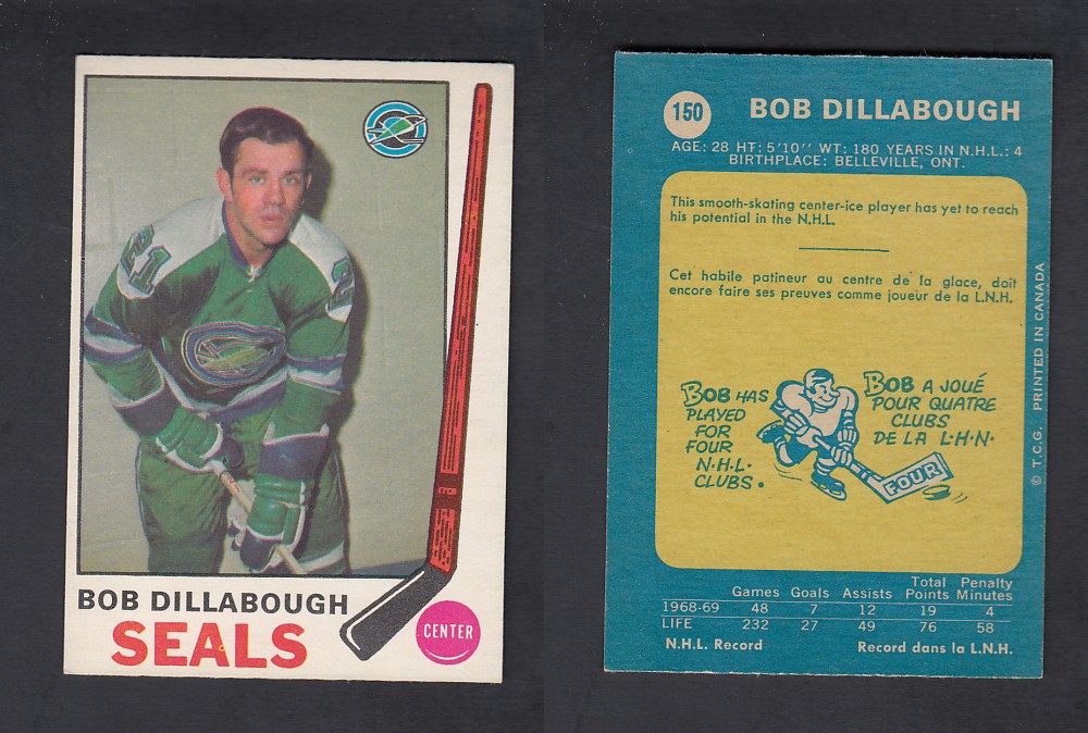 1969-70 O-PEE-CHEE HOCKEY CARD #150 B. DILLABOUGH photo 1969-70 O-PEE-CHEE HOCKEY CARD #150 B. DILLABOUGH photo