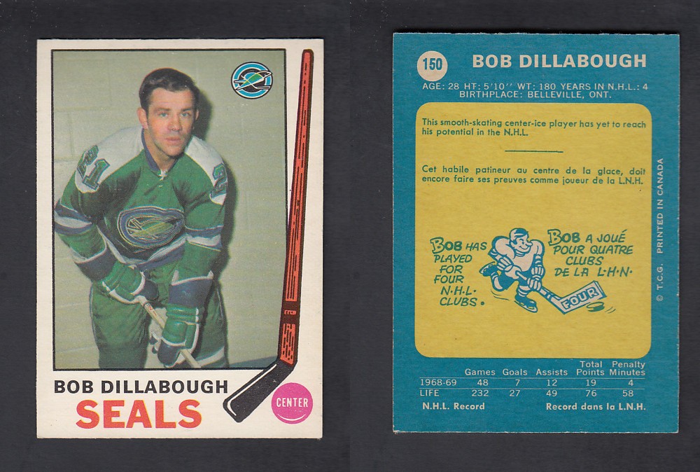 1969-70 O-PEE-CHEE HOCKEY CARD #150 B. DILLABOUGH photo 1969-70 O-PEE-CHEE HOCKEY CARD #150 B. DILLABOUGH photo