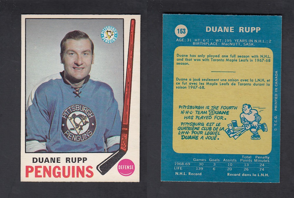 1969-70 O-PEE-CHEE HOCKEY CARD #153 D. RUPP photo 1969-70 O-PEE-CHEE HOCKEY CARD #153 D. RUPP photo