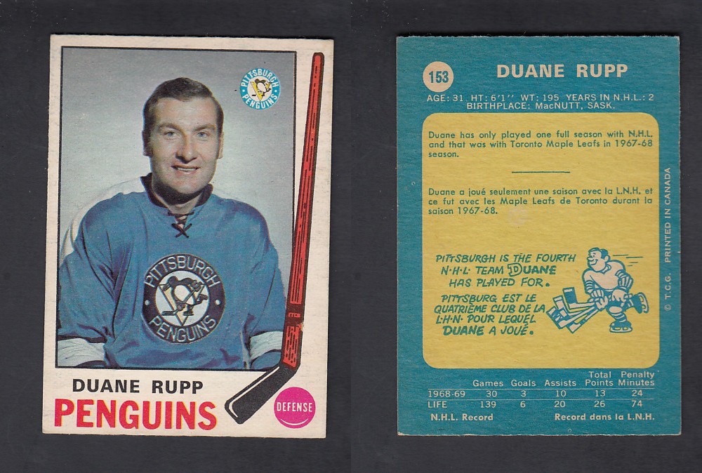 1969-70 O-PEE-CHEE HOCKEY CARD #153 D. RUPP photo 1969-70 O-PEE-CHEE HOCKEY CARD #153 D. RUPP photo
