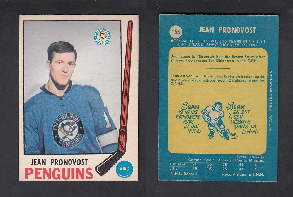 1969-70 O-PEE-CHEE HOCKEY CARD #155 J. PRONOVOST photo 1969-70 O-PEE-CHEE HOCKEY CARD #155 J. PRONOVOST photo
