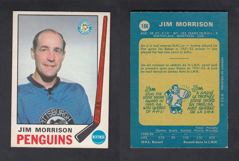 1969-70 O-PEE-CHEE HOCKEY CARD #156 J. MORRISON photo 1969-70 O-PEE-CHEE HOCKEY CARD #156 J. MORRISON photo