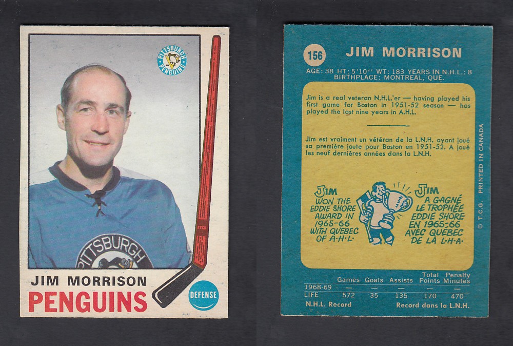 1969-70 O-PEE-CHEE HOCKEY CARD #156 J. MORRISON photo 1969-70 O-PEE-CHEE HOCKEY CARD #156 J. MORRISON photo