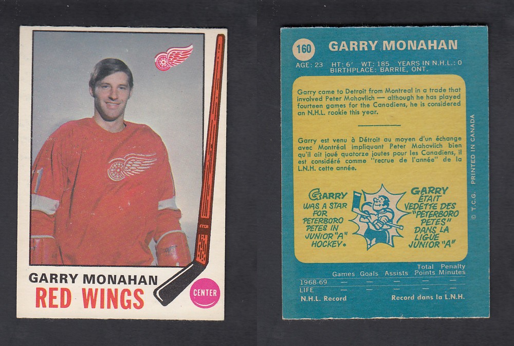 1969-70 O-PEE-CHEE HOCKEY CARD #160 G. MONAHAM photo 1969-70 O-PEE-CHEE HOCKEY CARD #160 G. MONAHAM photo