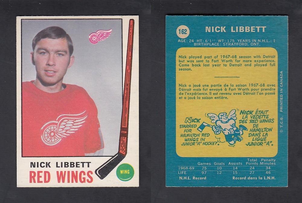 1969-70 O-PEE-CHEE HOCKEY CARD #162 N. LIBBETT photo 1969-70 O-PEE-CHEE HOCKEY CARD #162 N. LIBBETT photo